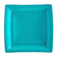 Grande Assiette Turquoise Carrée Plastique