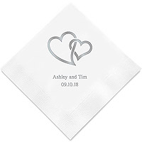 50 Serviettes de Table Personnalisées Double Coeur 