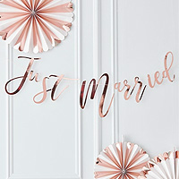 Banderole Lettres Just Married Rose Gold