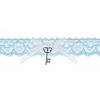 Jarretière Mariage Dentelle Bleue Clef Argentée