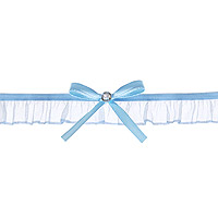 Jarretière Satin Mousseline Bleue Strass