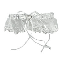 Jarretière Tulle Dentelle Coeur Strass pas cher