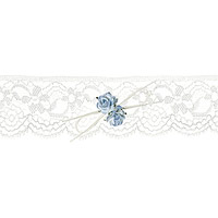Jarretière Dentelle Ivoire Bleu et Ficelle