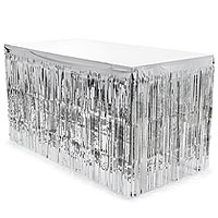 Grande Jupe Table Gris Argenté Fete