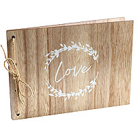 Livre d'Or Rectangle en Bois et Ficelle Jute