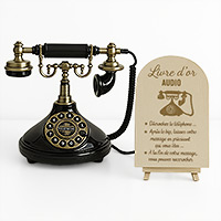 Livre d'or Audio Téléphone Noir avec Pancarte