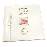 Livre d'Or Bébé Personnalisé Simili Cuir Tête Bébé