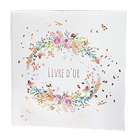 Livre d'Or Mariage Rose Gold Fleuri Bucolique