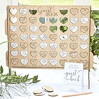 Livre d'Or Jeu avec 56 Ronds Naturel et Blanc en Bois