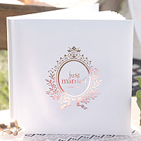 Livre d'Or Mariage Mariés Just Married Rose Gold et Blanc