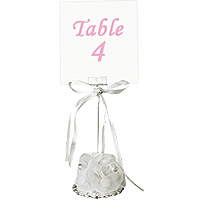 Marque Table Organza et Perles Support Argenté