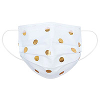 Masque Covid Blanc Voile Pois Ronds Dorés