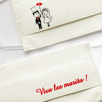 Masque en Tissu Beige Vive les Mariés