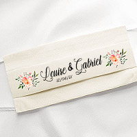 Masque Covid Personnalisé Beige Tissu Bouquet Floral x10