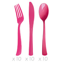 Ménagère Couverts Jetables Fuchsia
