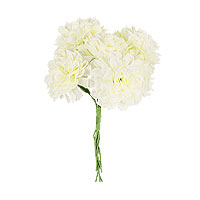 Bouquet 6 Mini Hortensias Blanc Ivoire sur Tige 10cm