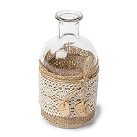 Petite Bouteille Vase Vintage Jute Dentelle