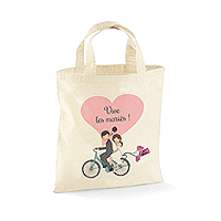 Petit Tote Bag Coton Vélo des Mariés 22 x26 cm