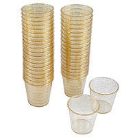 Mini Verrines Pvc Cylindriques Pailletées Dorées x40