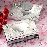Petit Miroir de Sac Argenté Coeur Relief pas cher