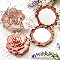 Petit Miroir de Poche Rose Gold en Forme de Rose 