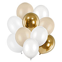 Kit 10 Ballons Blanc Nude et Doré 30cm