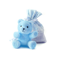 Petit Nounours Feutrine Bleu Ciel Déco Baptême
