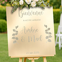 Panneau Bienvenue Mariage Personnalisé Miroir Doré