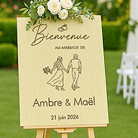Panneau Bienvenue Mariage Personnalisé Bois Naturel