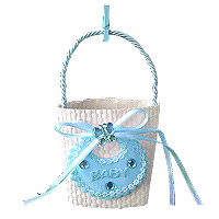 Panier Tressé Bébé Anse et Petite Pince Bleu Contenant