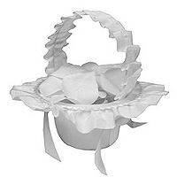 Panier Satin Pétales Rose Blanc Mariage