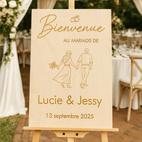 Panneau Bienvenue Mariage Personnalisé Bois Naturel