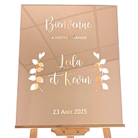 Panneau Bienvenue Mariage Personnalisé Miroir Rose Gold