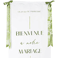 Panneau Bienvenue à Notre Mariage Vert Sauge