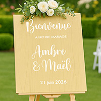 Panneau Bienvenue Mariage Personnalisé Bois Erable