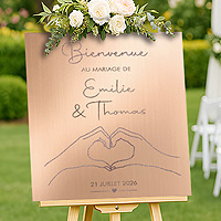 Panneau Bienvenue Mariage Personnalisé Miroir Rose Gold