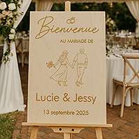 Panneau Bienvenue Mariage Personnalisé Bois Naturel