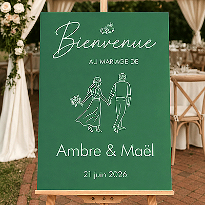 Panneau Bienvenue Mariage Personnalisé Vert Eucalyptus