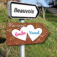 La plaque de Signalisation du Lieu de votre Mariage