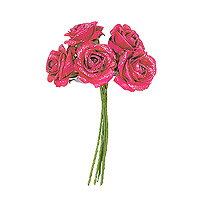 Roses Pailletées Décoration sur Tige Rose Fuchsia