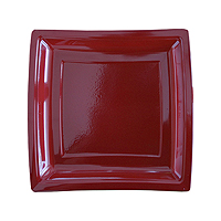 Petites Assiettes Plastiques Carrées Luxe Bordeaux x10