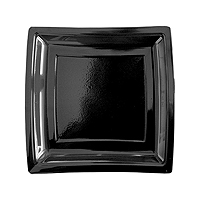 Petites Assiettes Plastiques Carrées Luxe Noir