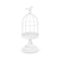 Petite Cage Oiseaux Déco Métal Blanc 27.5cm