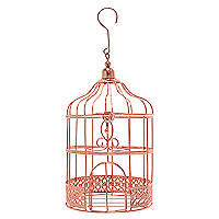 Petite Tirelire Cage Oiseaux ou Déco Métal Rose Gold 24cm