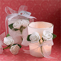 Le Photophore Verre et Parchemin Blanc avec Petites Roses
