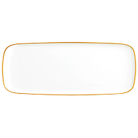 Long Plateau Rectangle Blanc Contour Doré Gourmet Lavable Fetes