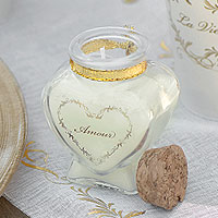 Bougie Amour Doré Pot Verre Coeur Bouchon Liège