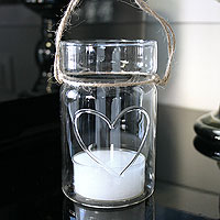 Pot Verre Coeur avec Cordelette