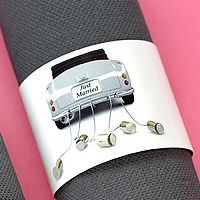 Lot de 6 Ronds de Serviette Just Married Voiture