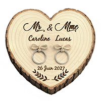 Rondin de Bois Coeur Mr Mme Personnalisé